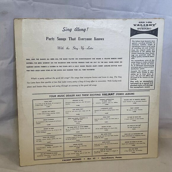 The Stay-Up-Lates Sing Along (Vinyl) Valiant V-4906 GOOD+ LP Record Album - Picture 3 of 12